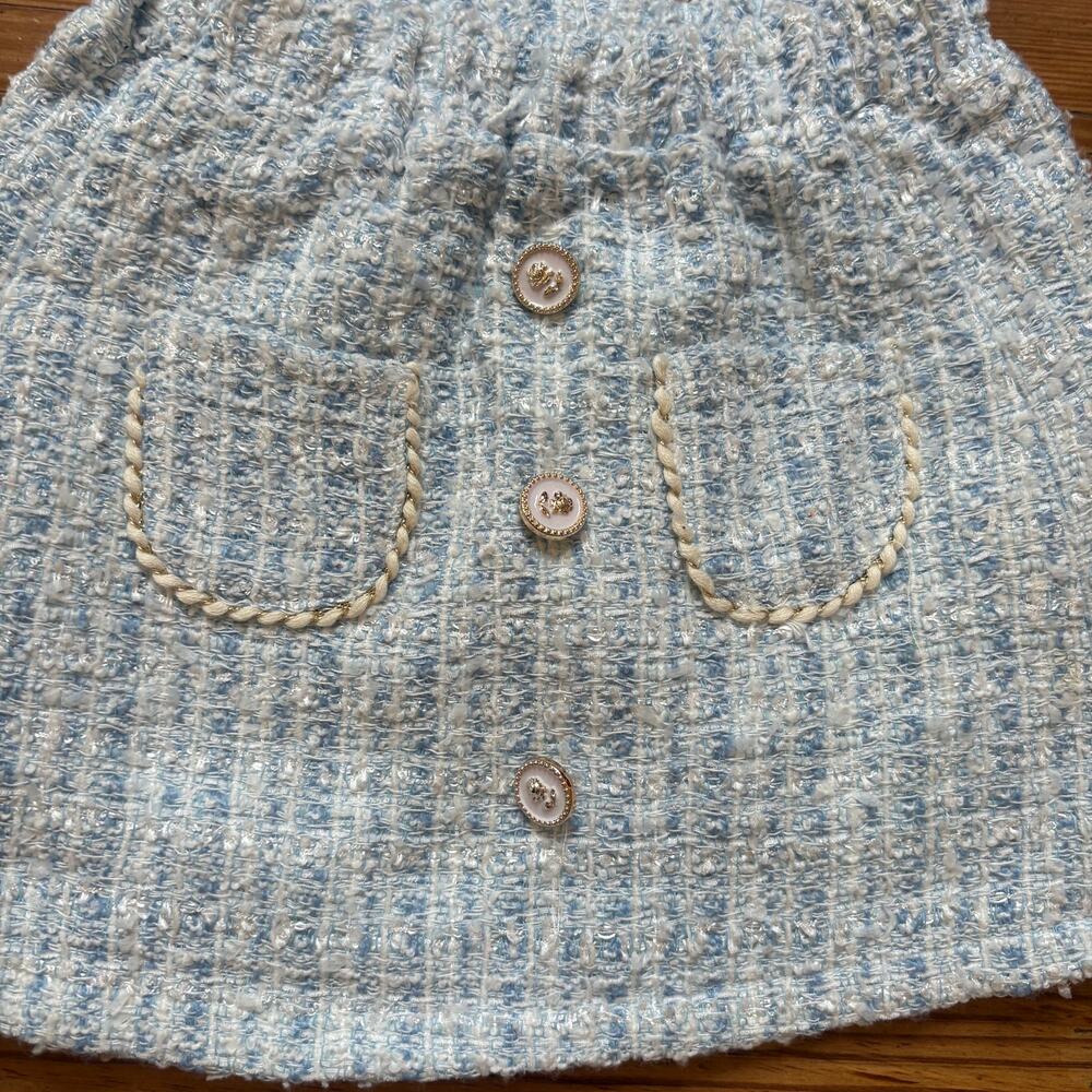 NWT Shein light blue‎ white tweed elastic waistband toddler skirt SIZE 2-3 - Picture 2 of 5